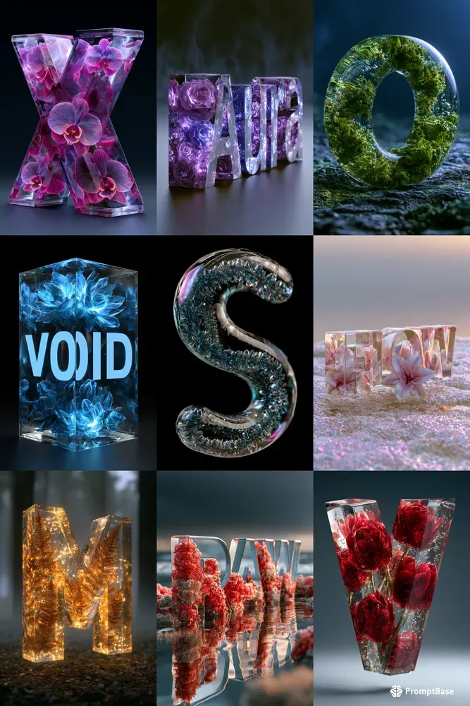 Luminous Glass Flora Typography