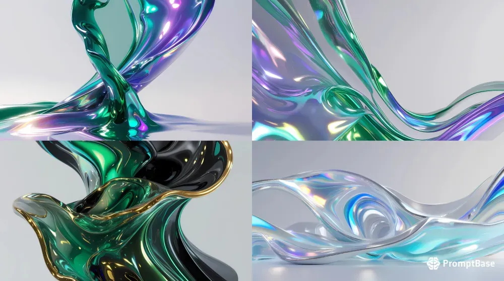 Iridescent Liquid Glass Waves