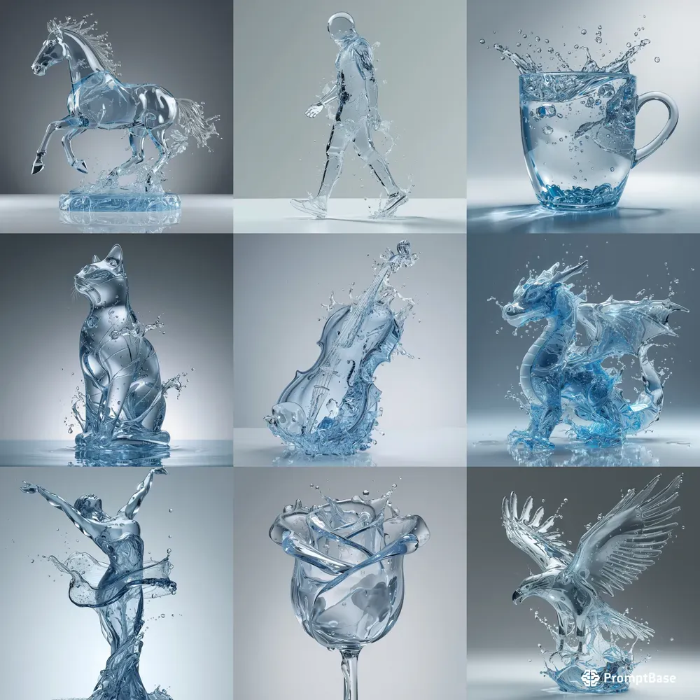 Liquid Water Sculptures Hyperrealistic