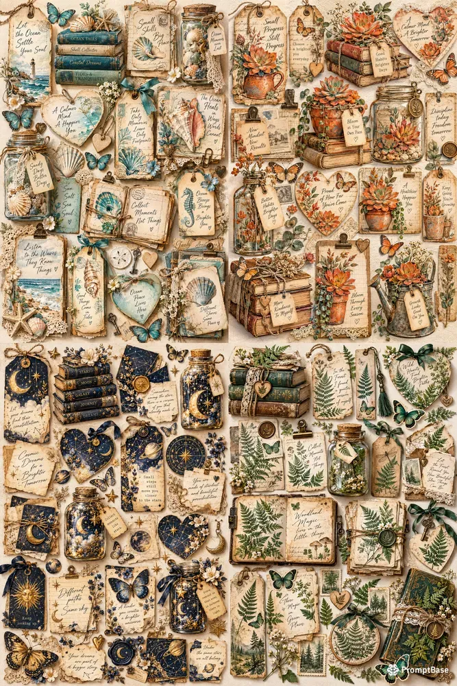 Vintage Botanical Ephemera Journal Kit