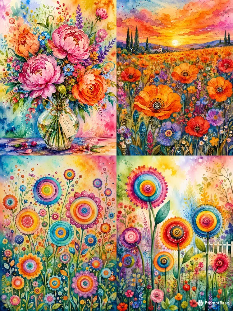 Vibrant Whimsical Flowers