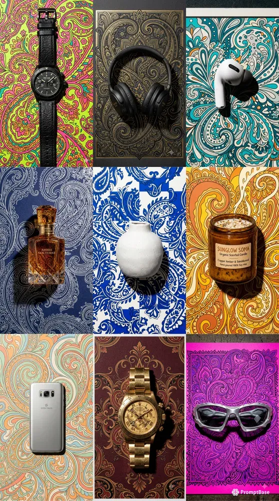 Psychedelic Paisley 3D Product Adverts