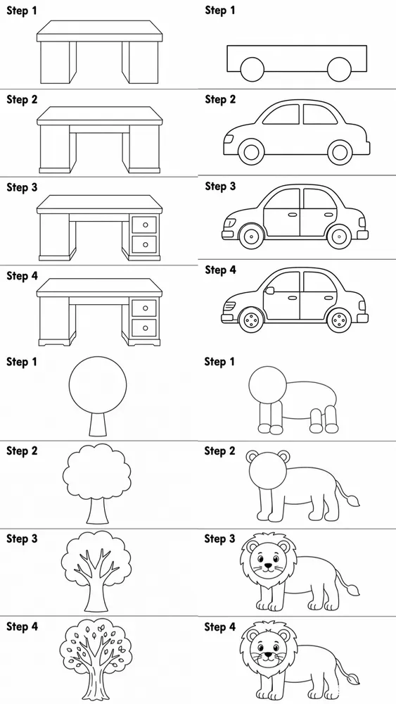 4step Kids Drawing Worksheets