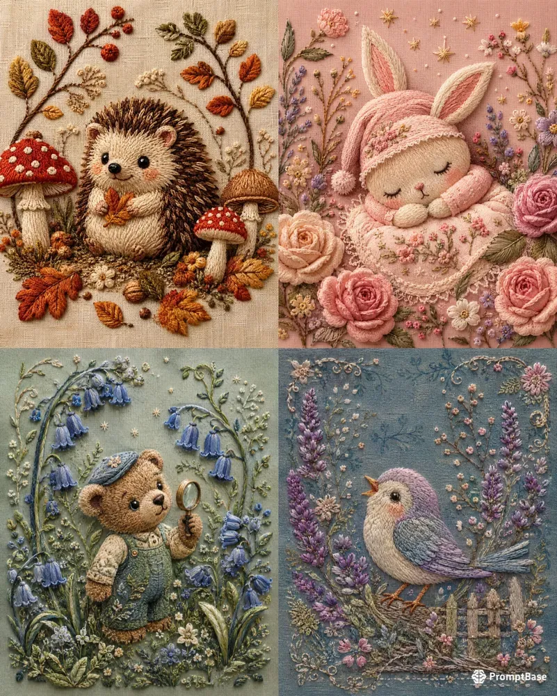 Whimsical Embroidered Characters