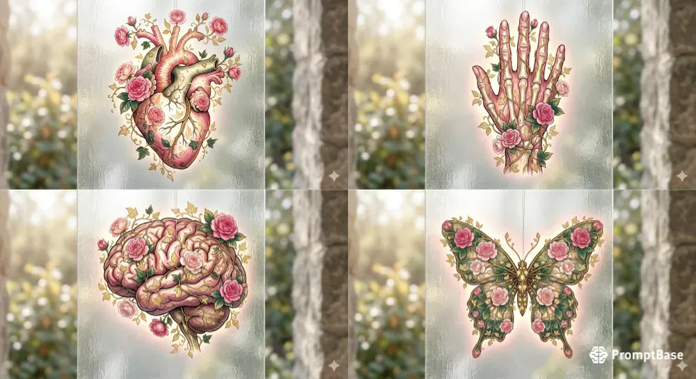 Luxury Stained Glass Botanical Anatomies C