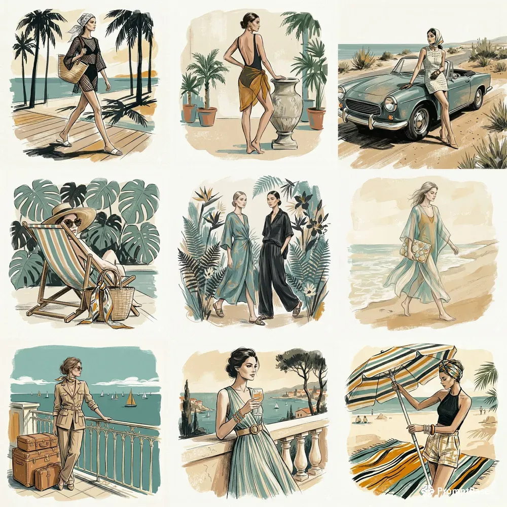 Retro Chic Tropical Fashion Illustrations