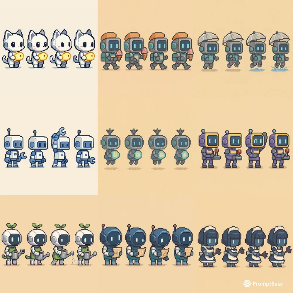 Cute Anime Robot Sprite Sheets