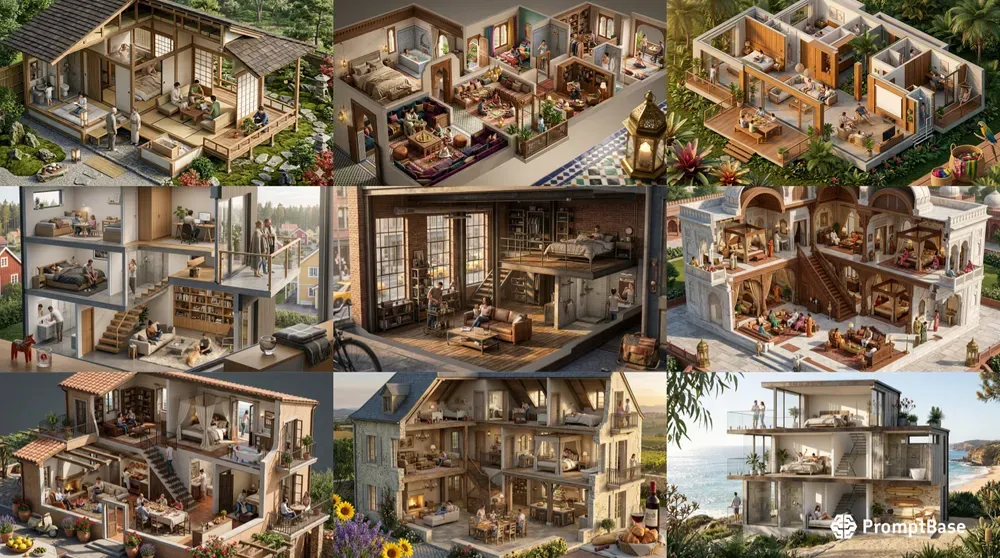 Ultrarealistic Isometric Home Cutaways