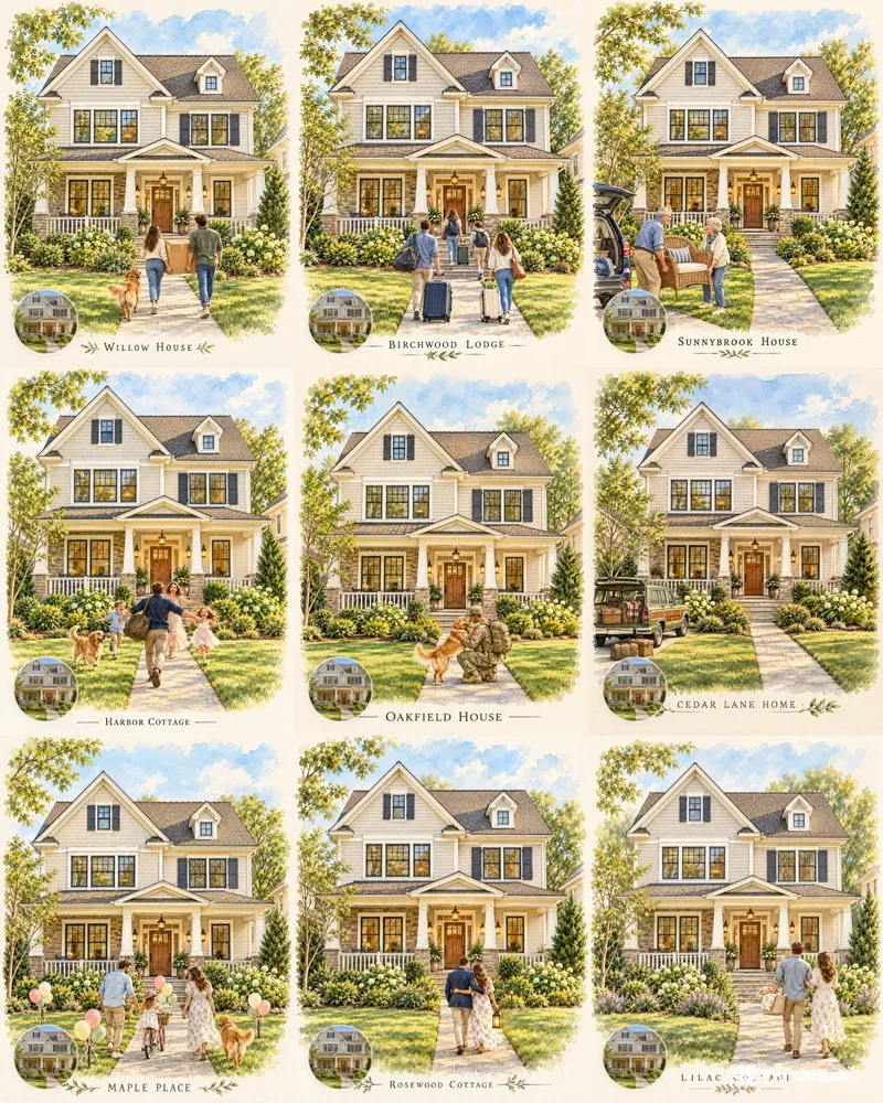 Watercolor Homecoming House Portraits