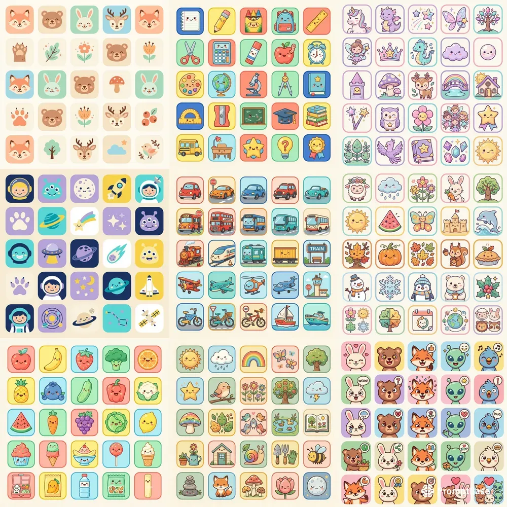 Cute Modern Kids Icon Art Collections