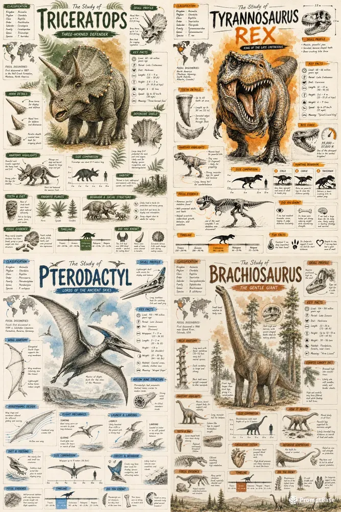 Educational Dinosaur Sketchnote Assets