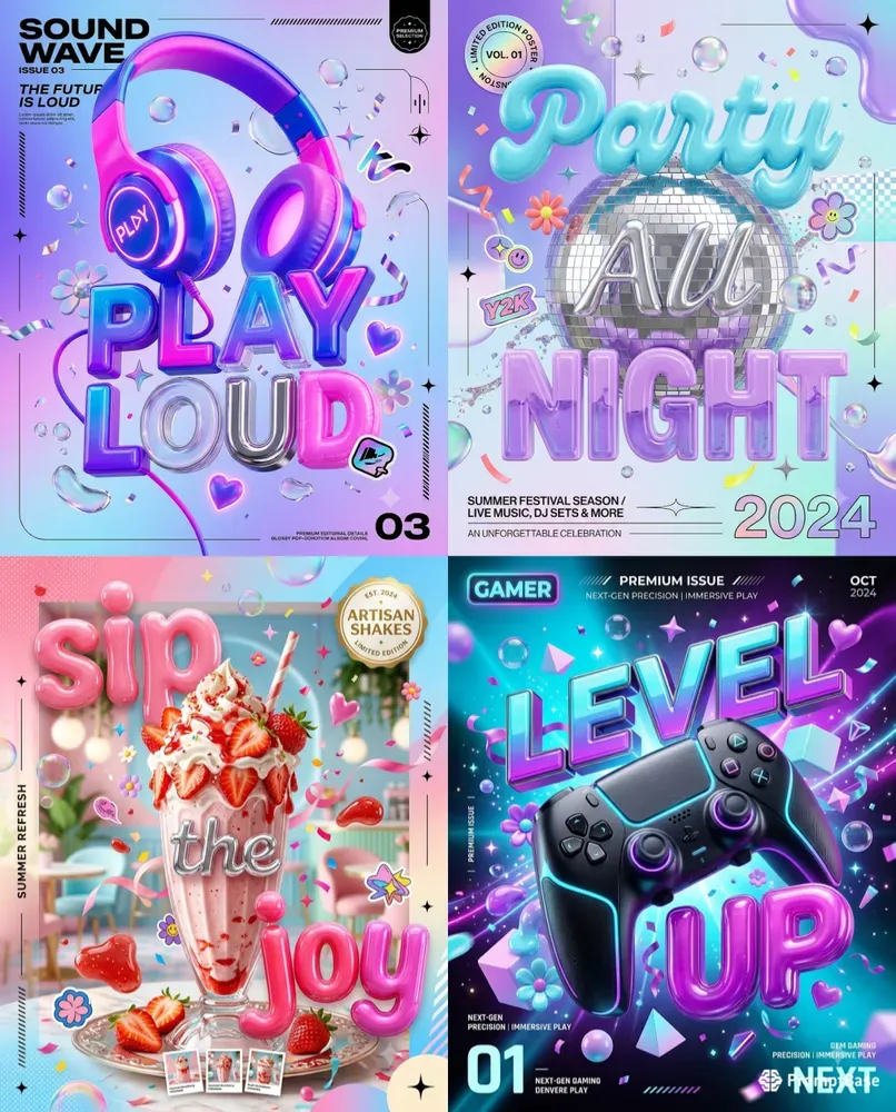 Glossy Pop Editorial Posters