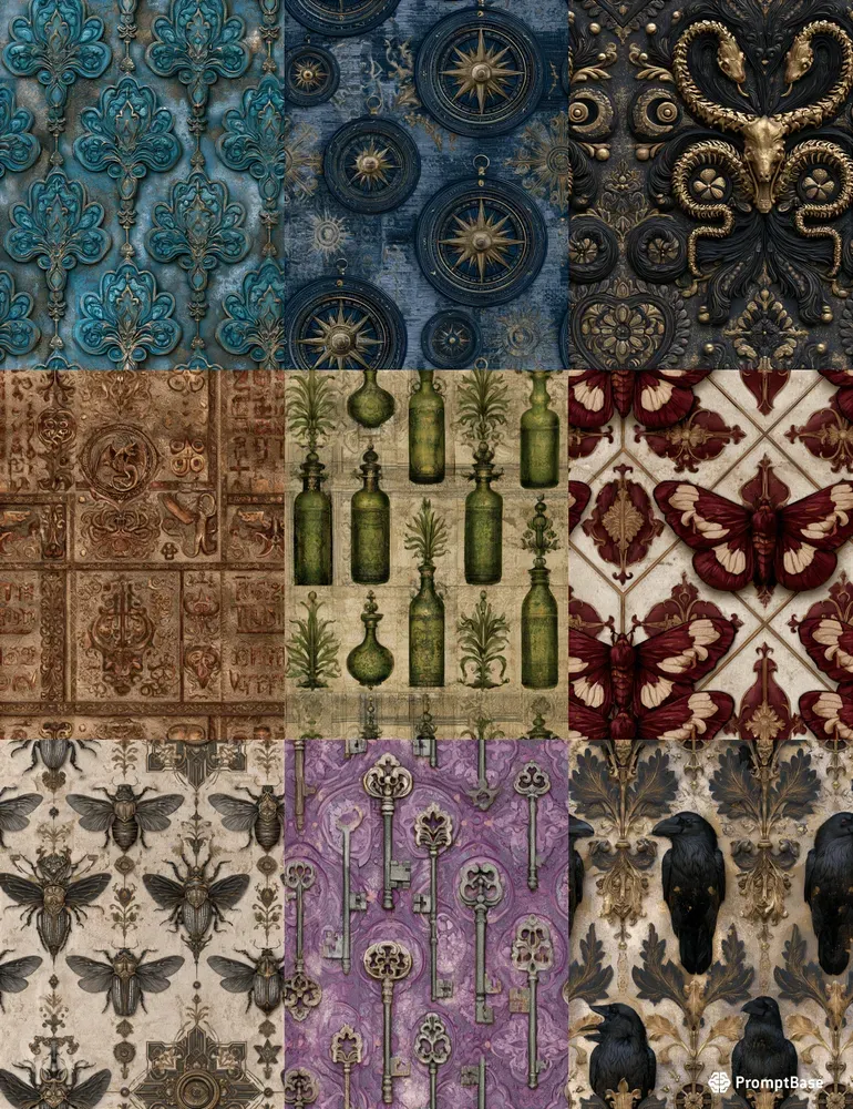 Medieval Occult Tapestry Patterns