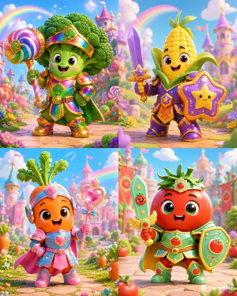 Cute 3D Veggie Warriors