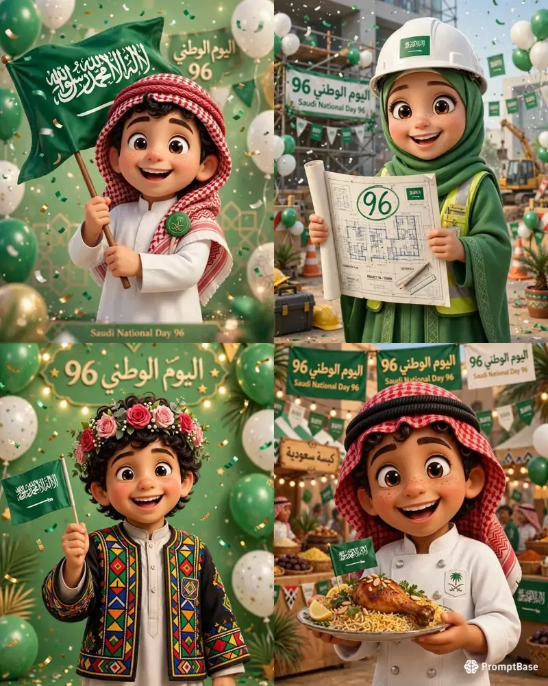 50 Saudi National Day 96 3D Pixar Chibi
