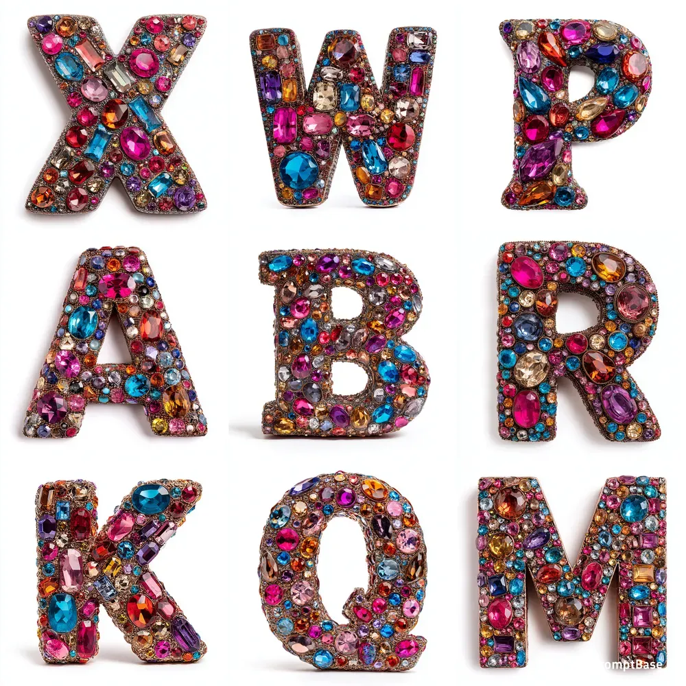 Whimsical Gems Alphabet Letters