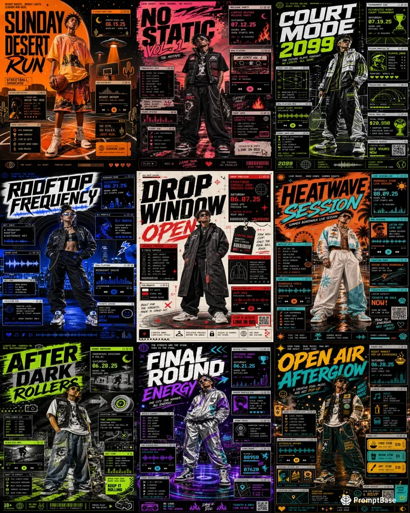 Streetwear Event Poster Collages
