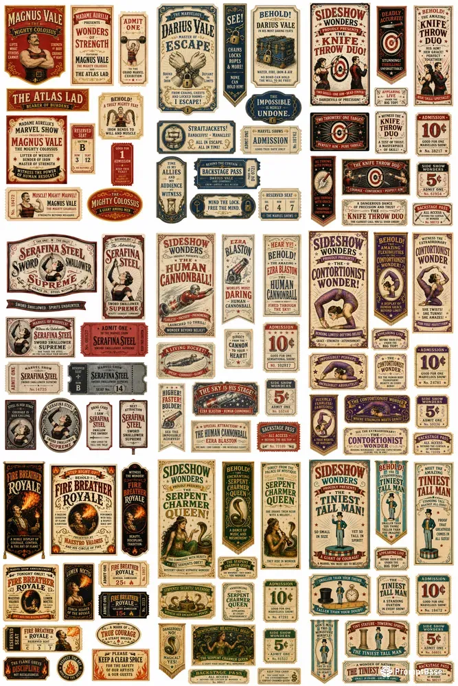 Circus Sideshow Wonders Vintage Ephemera