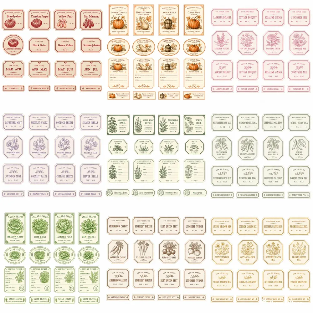 Vintage Seed Drawer Label Sheets