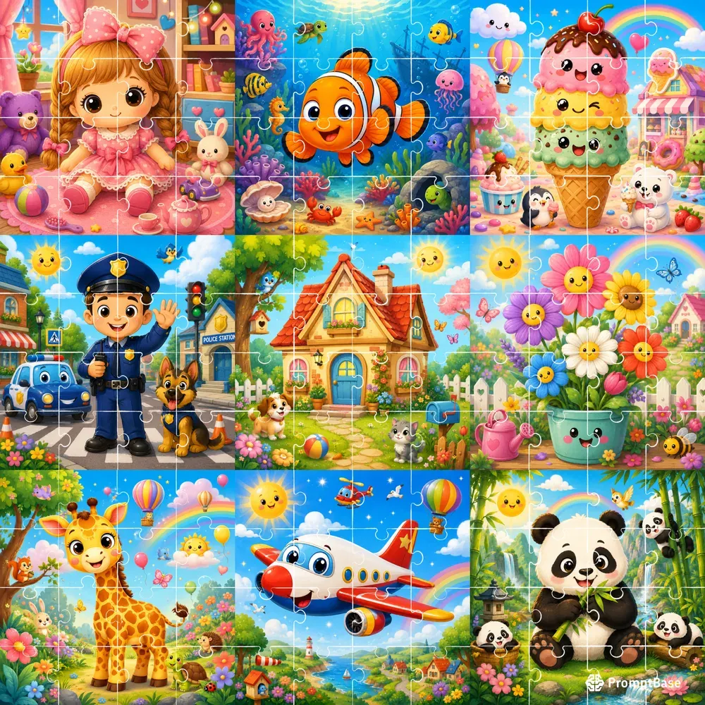 Kids Puzzle Illustration Generator