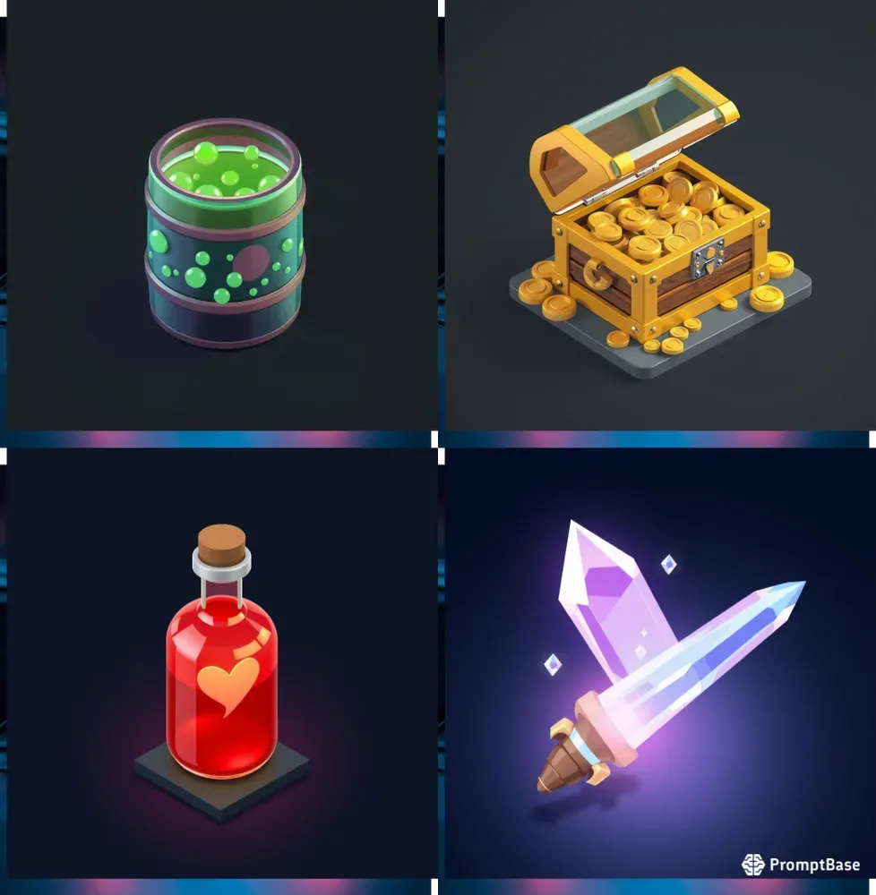 3D Isometric Crystal Game Assets