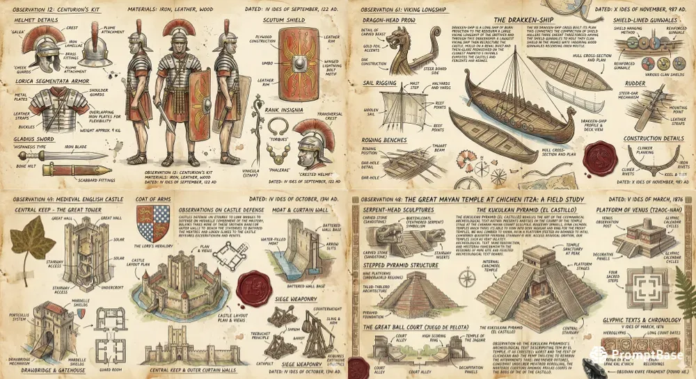 Detailed History Journal Sketches