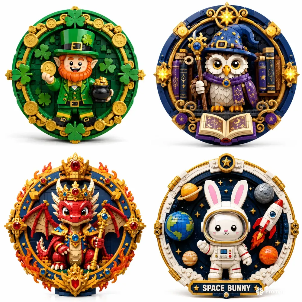 Whimsical Lego Character Medallions
