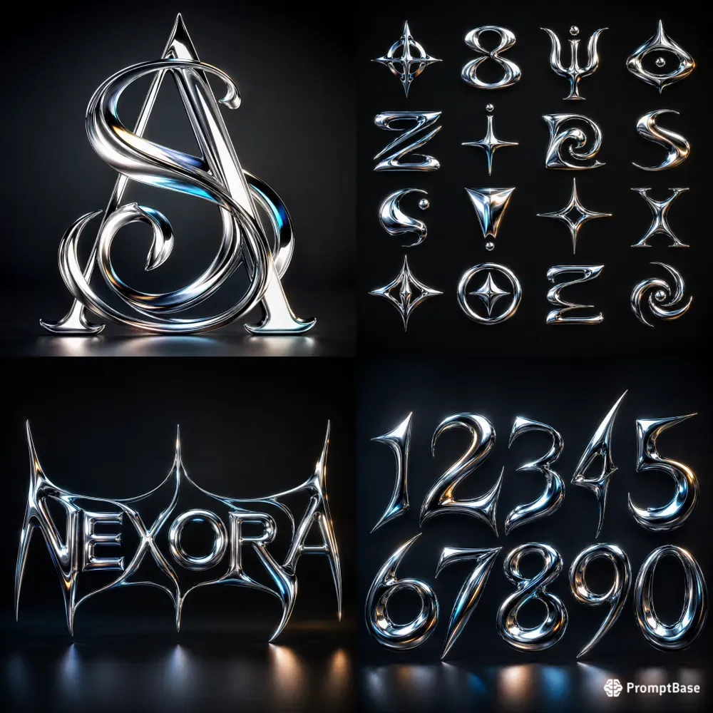 Liquid Chrome Letterforms