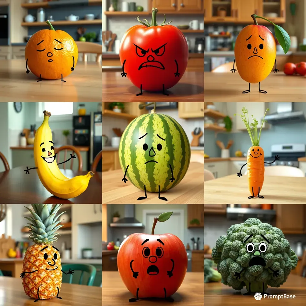 Expressive Fruits And Vegetables