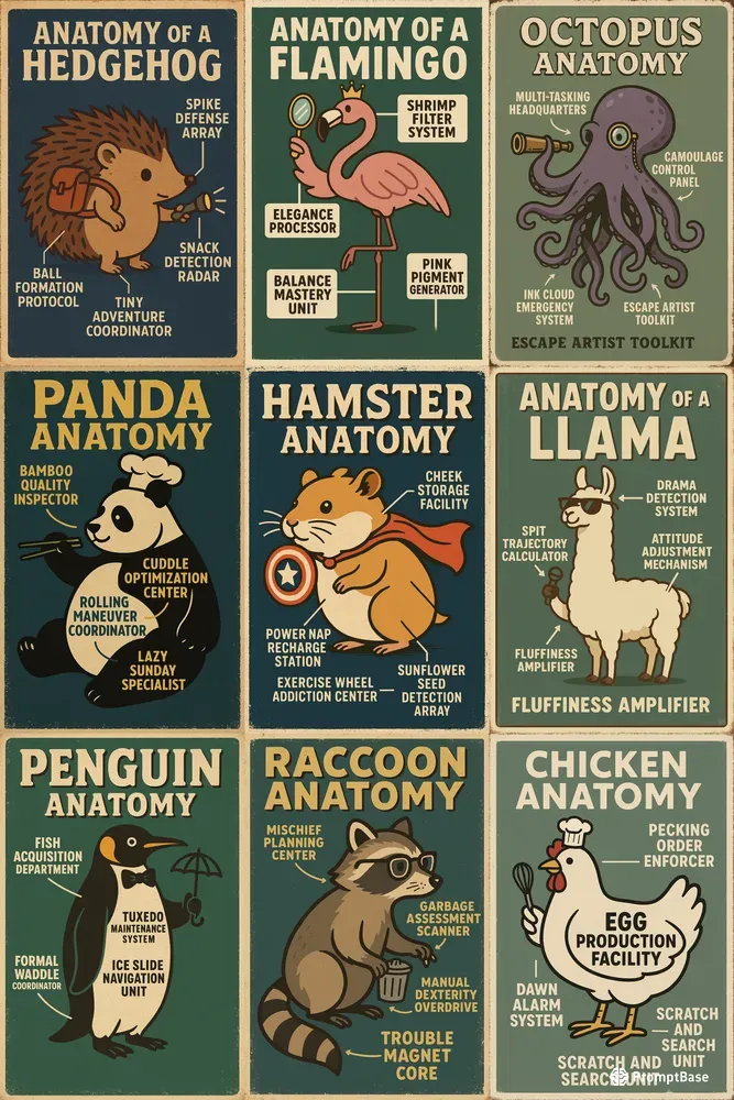Funny Animal Anatomy Posters