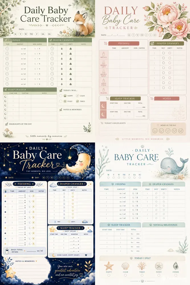 Nursery Daily Baby Care Trackers