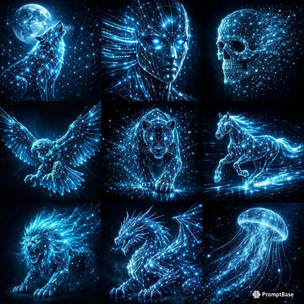 Futuristic Neural Line Art Creatures