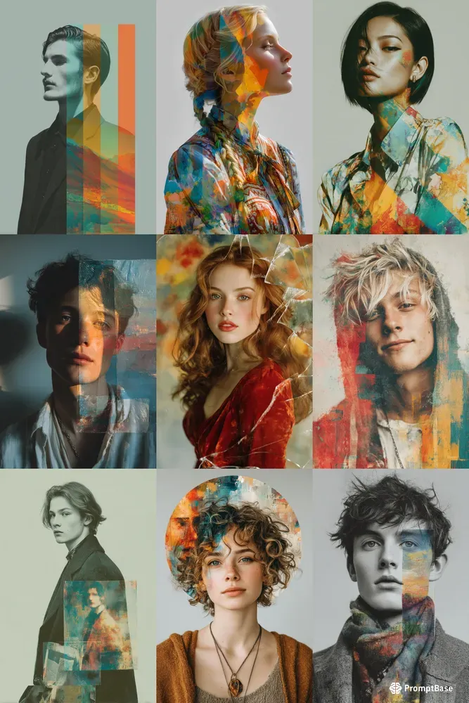 Artistic Portrait Collage Overlays