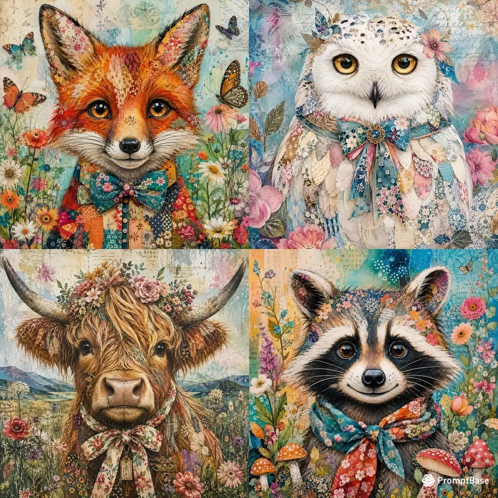 Whimsical Mixed Media Animal Portraits