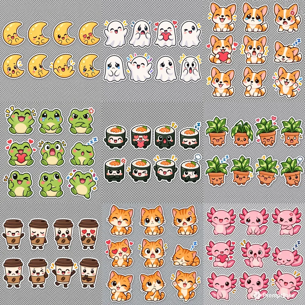 Transparent Character Reaction Stickers
