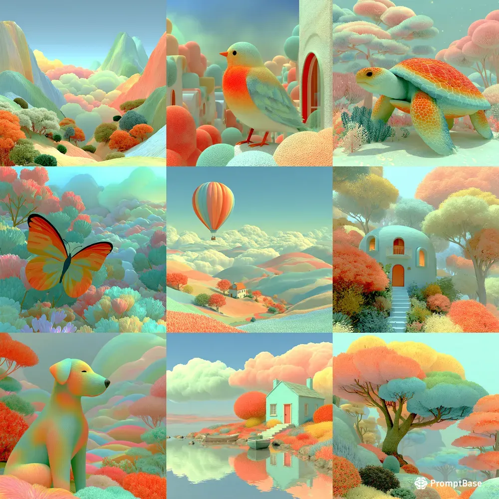 Soft Surreal 3D Toylike Pastel Renders