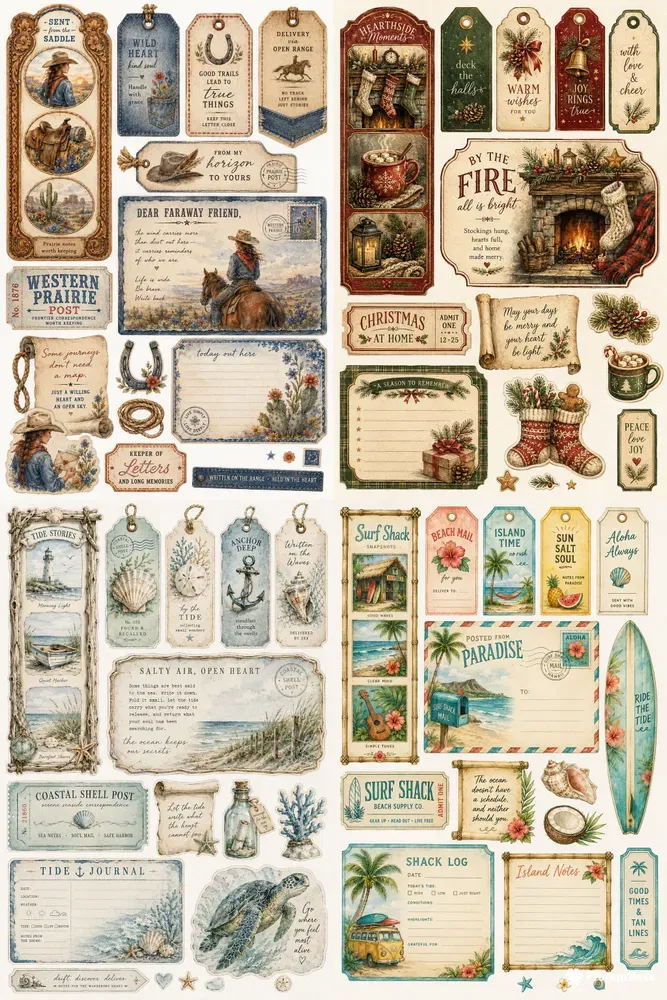 Western Tag Frame Label Journaling Cards