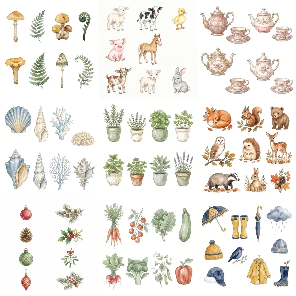 Watercolor Clipart Element Sets