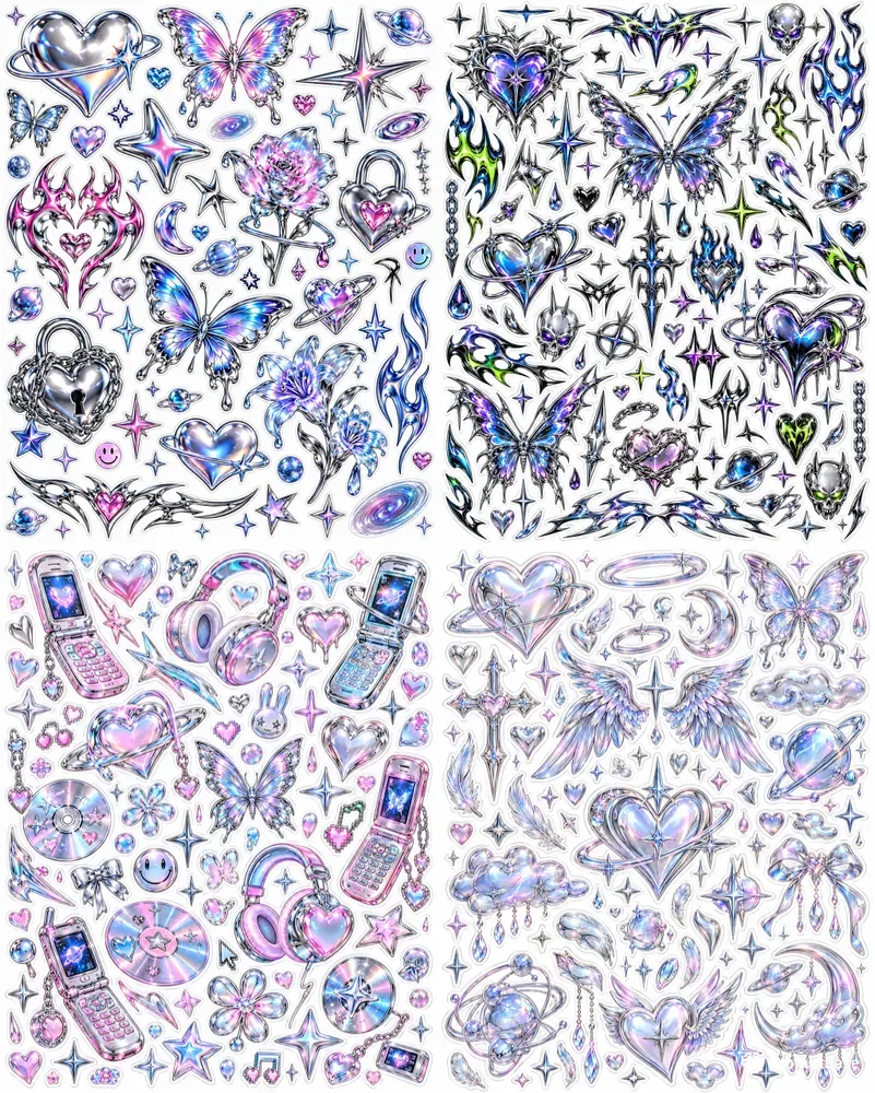Y2k Chrome Sticker Sheet Generator