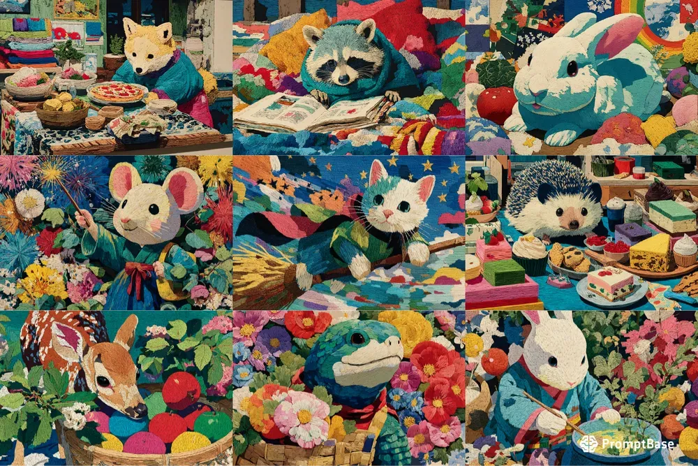 Embroidered Wool Storybook Magic Scenes