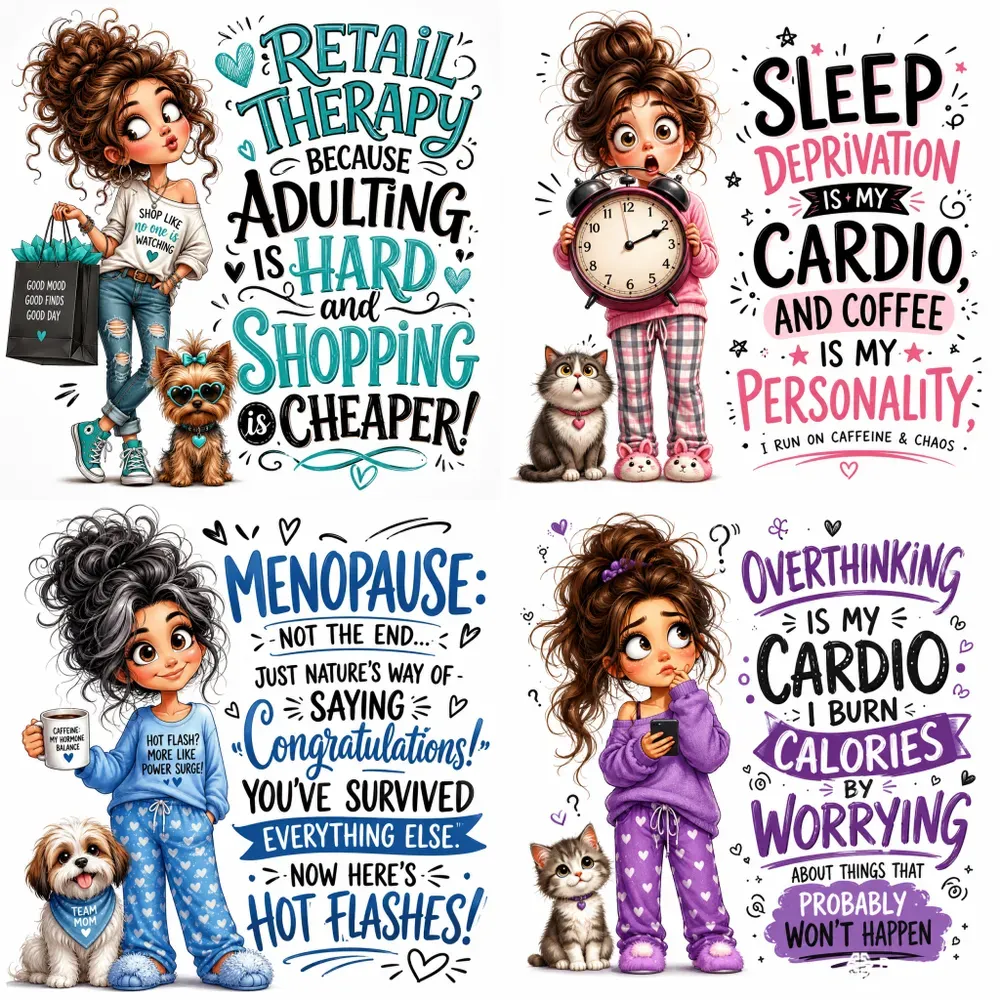 Funny Menopause Quote Character Posters