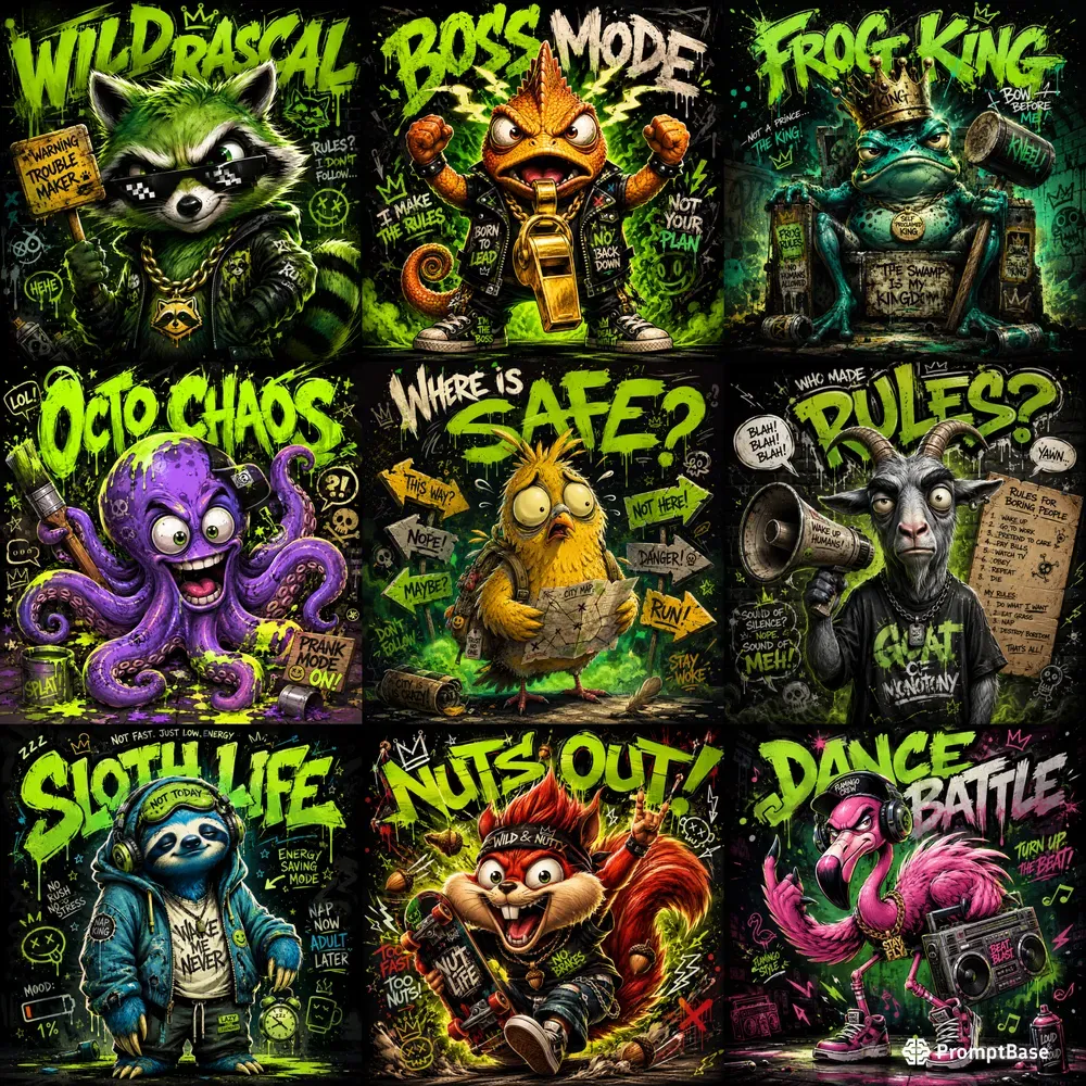 Neon Rebel Mascot Poster Art