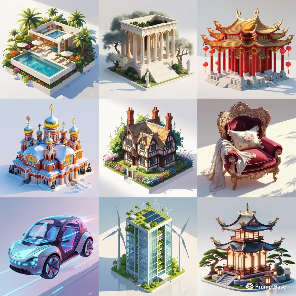 Isometric Whimsical Object Illustrations