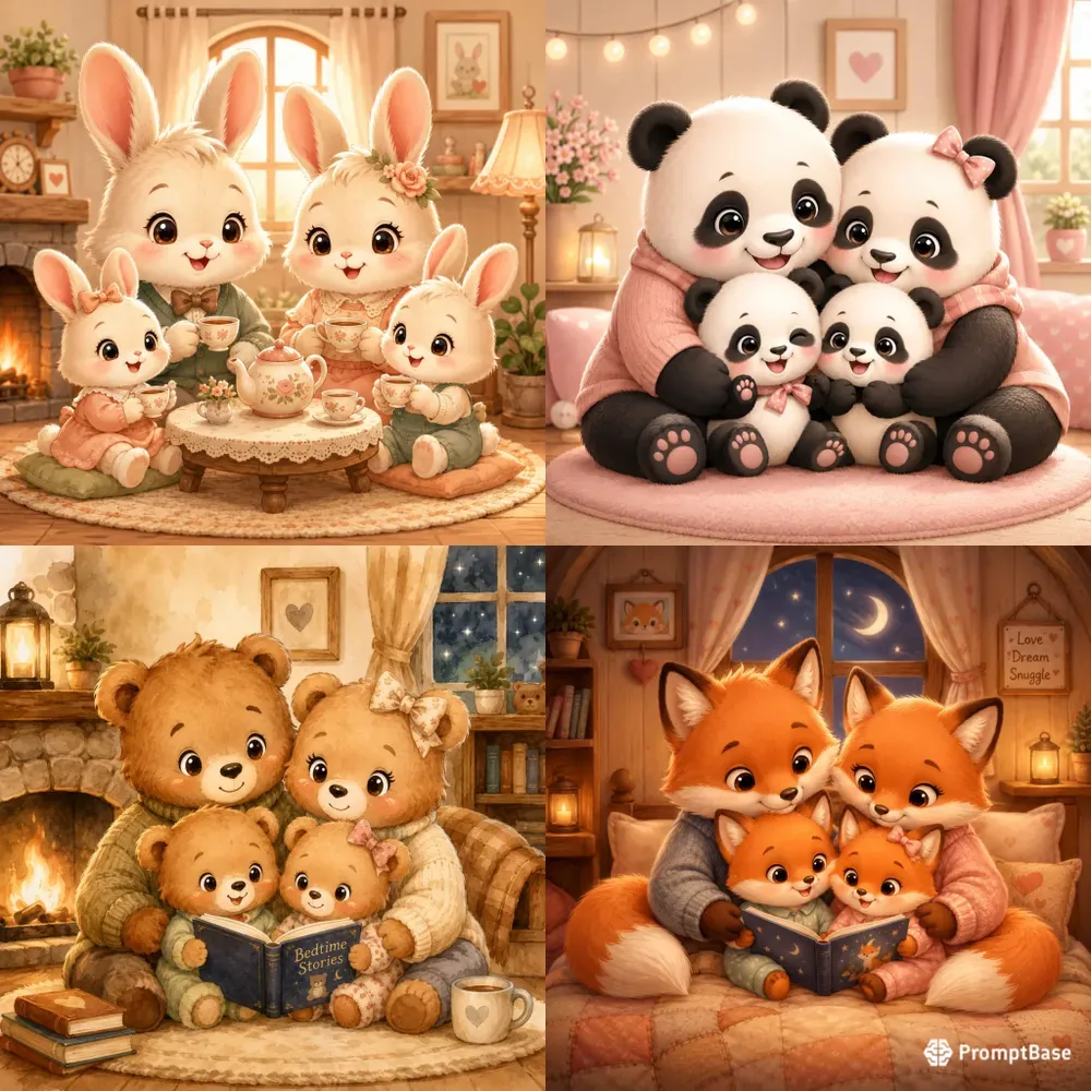 Cozy Family Chibi Scenes