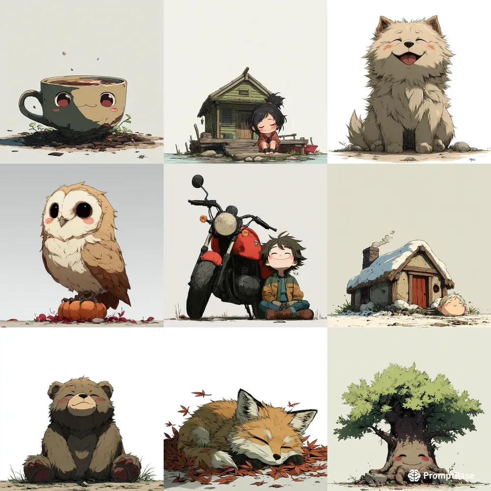 Chibi Manga Ink Cozy Illustrations