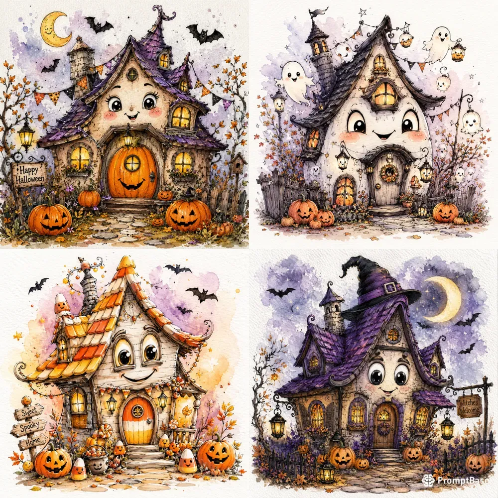 Whimsical Halloween Cottages