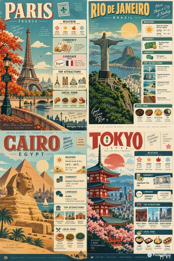 Vintage Travel Infographic Posters
