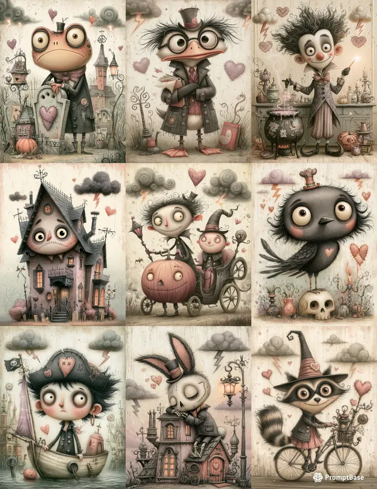 Whimsical Sarcastic Cartoon Gothic Cards
