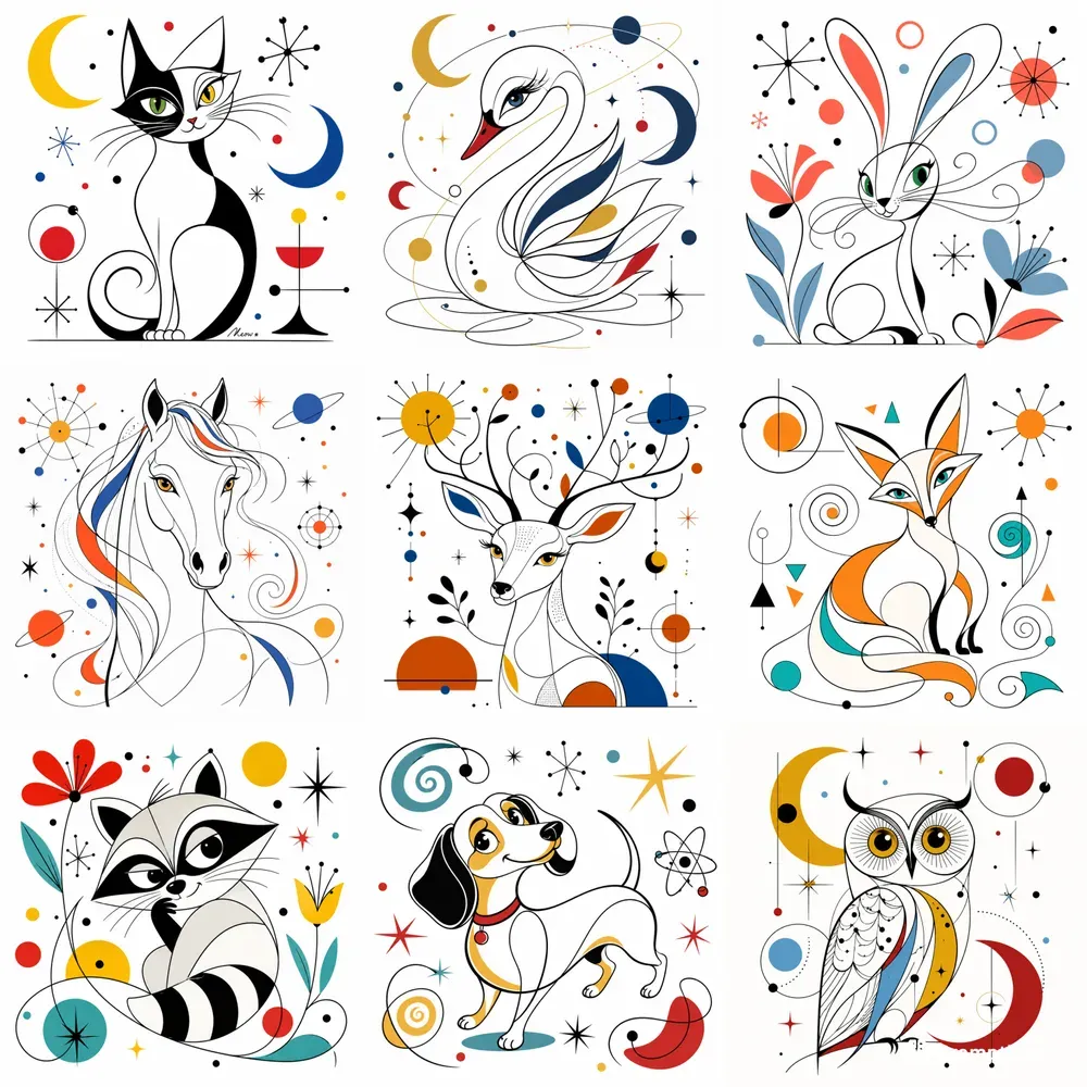 Modernist Line Art Creatures