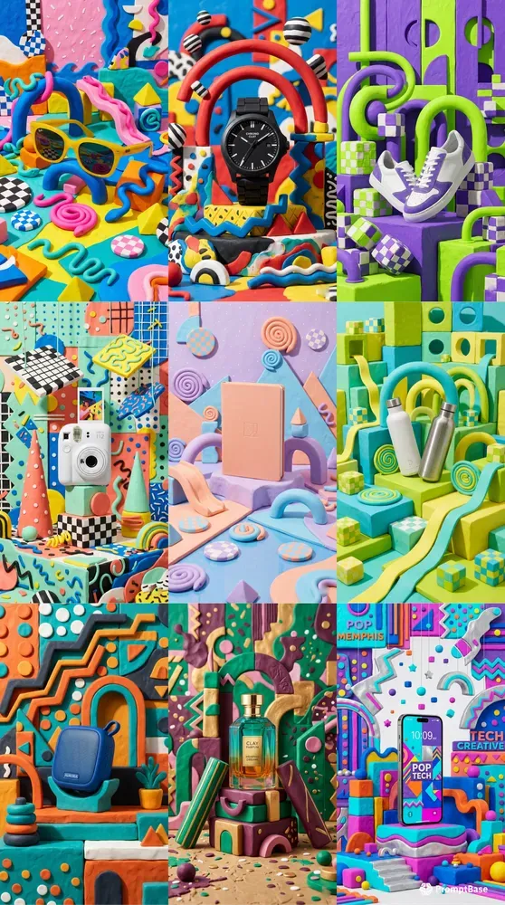 Pop Memphis Geometric Clay Studios